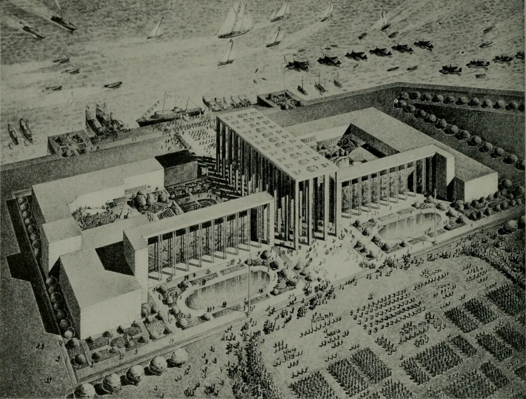 An illustration from Architect and engineer, 1905, leaf 455