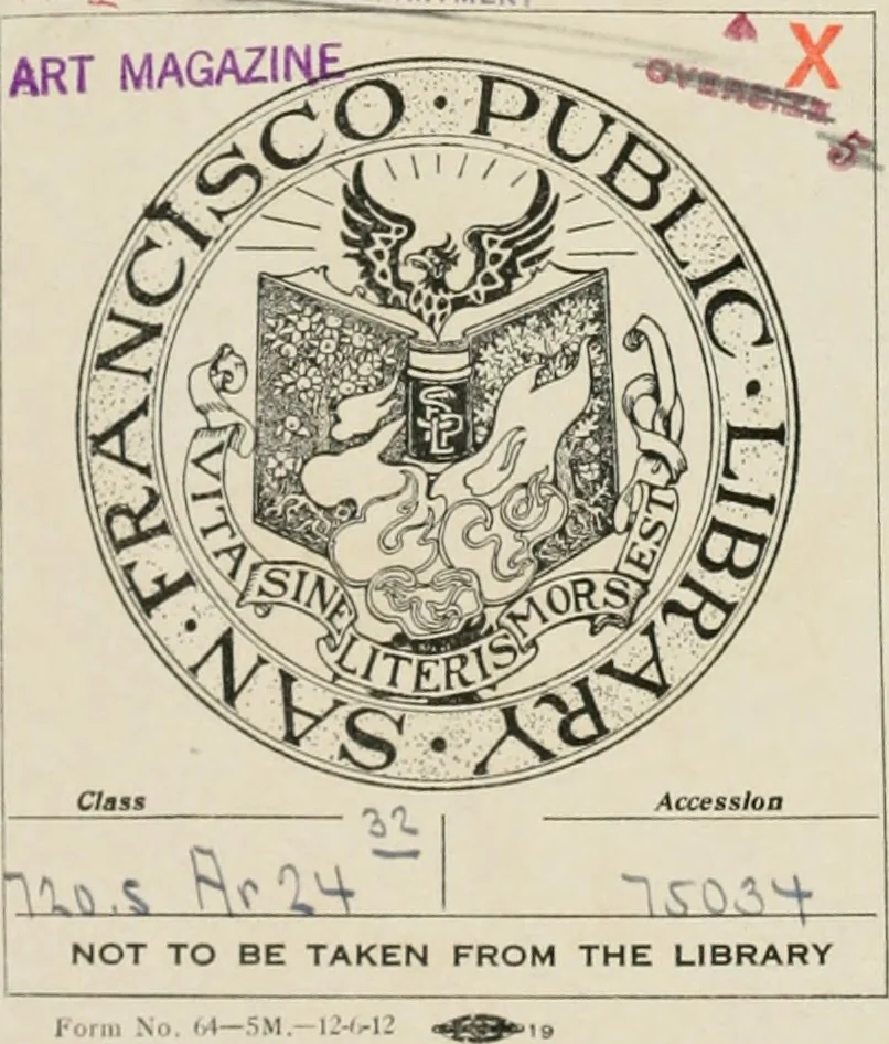 An illustration from The Architect & engineer of California and the Pacific Coast, 1905, leaf 1