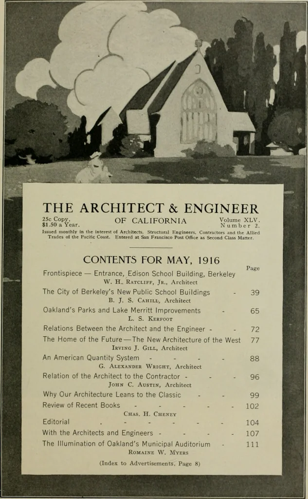 An illustration from The Architect & engineer of California and the Pacific Coast, 1905, leaf 422
