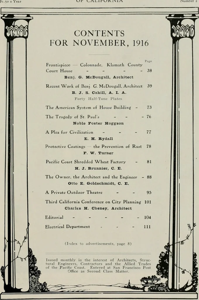 An illustration from The Architect & engineer of California and the Pacific Coast, 1905, leaf 408
