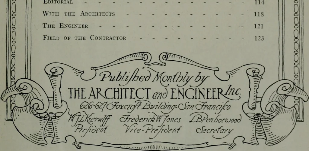 An illustration from Architect and engineer, 1905, leaf 6