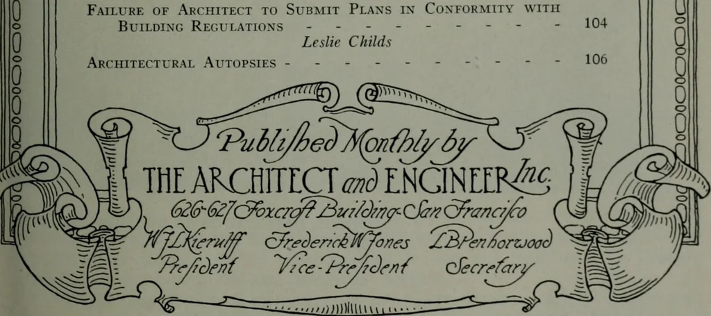 An illustration from Architect and engineer, 1905, leaf 182