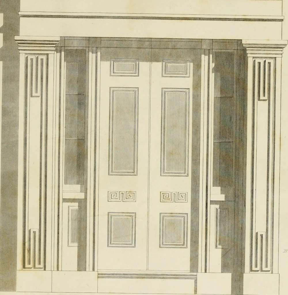 An illustration from The architect, or practical house carpenter : Illustrated by sixty-four engravings, which exhibit the orders of architecture, and other elements of the art, designed for the use of carpenters and builders, 1850, leaf 132
