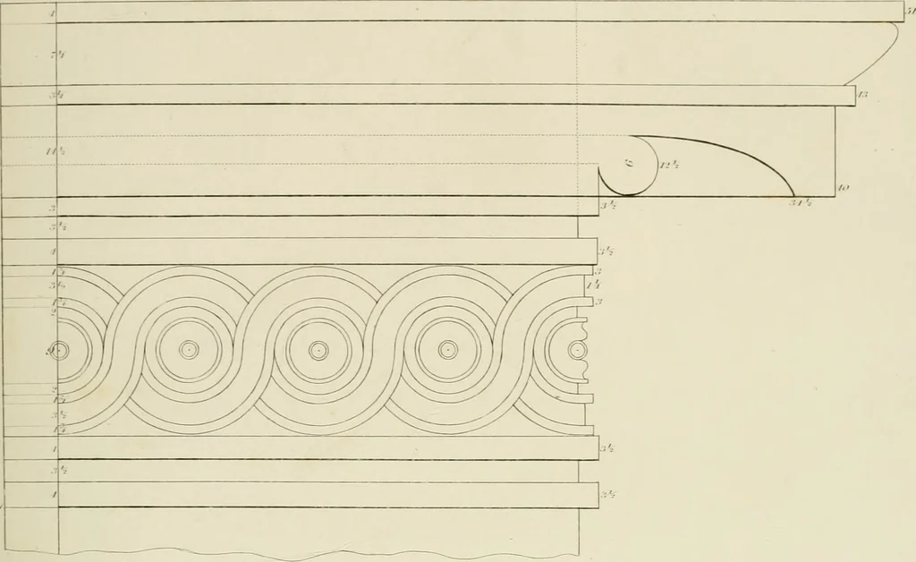 An illustration from The architect, or practical house carpenter : Illustrated by sixty-four engravings, which exhibit the orders of architecture, and other elements of the art, designed for the use of carpenters and builders, 1850, leaf 146