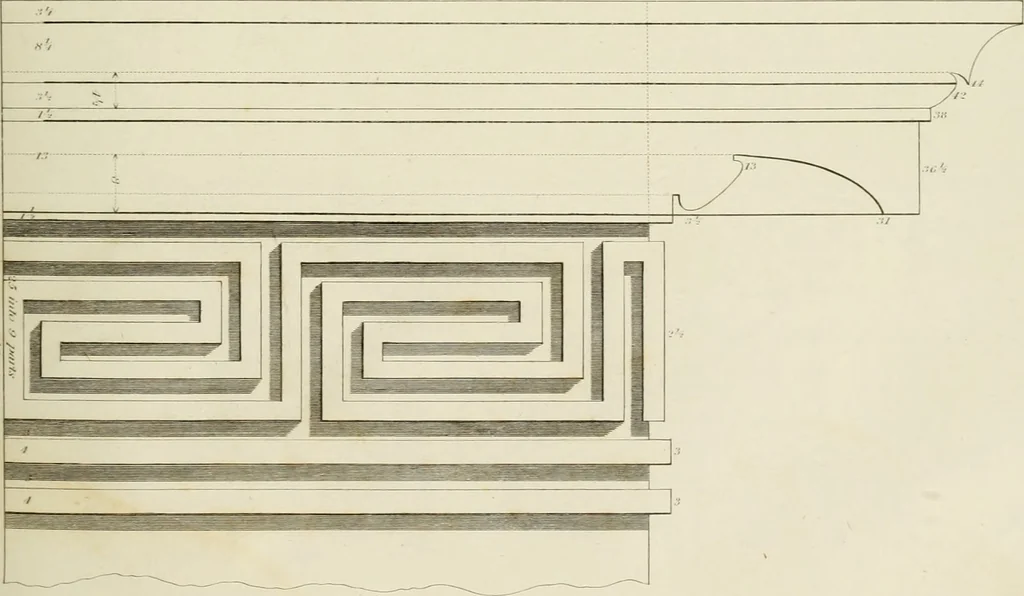 An illustration from The architect, or practical house carpenter : Illustrated by sixty-four engravings, which exhibit the orders of architecture, and other elements of the art, designed for the use of carpenters and builders, 1850, leaf 146