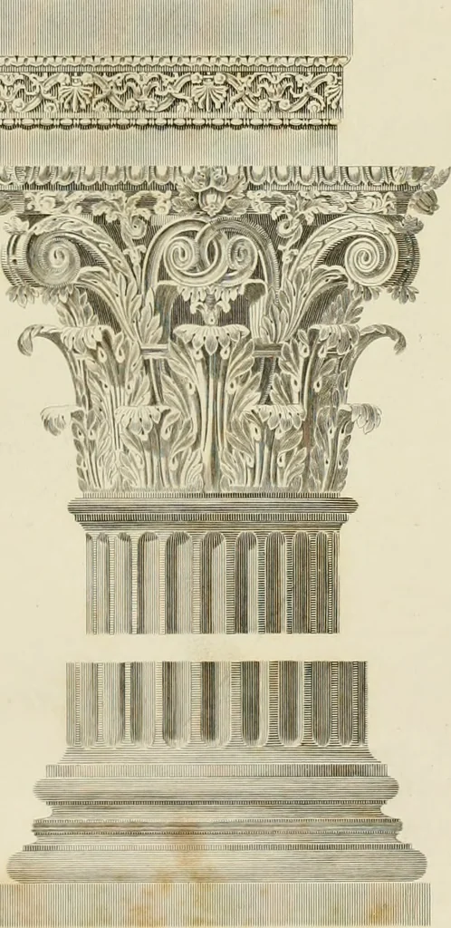 An illustration from The architect, or practical house carpenter : Illustrated by sixty-four engravings, which exhibit the orders of architecture, and other elements of the art, designed for the use of carpenters and builders, 1850, leaf 96