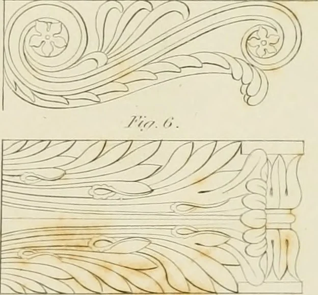 An illustration from The architect, or practical house carpenter : Illustrated by sixty-four engravings, which exhibit the orders of architecture, and other elements of the art, designed for the use of carpenters and builders, 1850, leaf 98