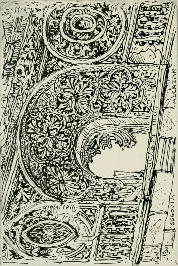 An illustration from An architect's note-book in Spain : principally illustrating the domestic architecture of that country, 1872, leaf 151