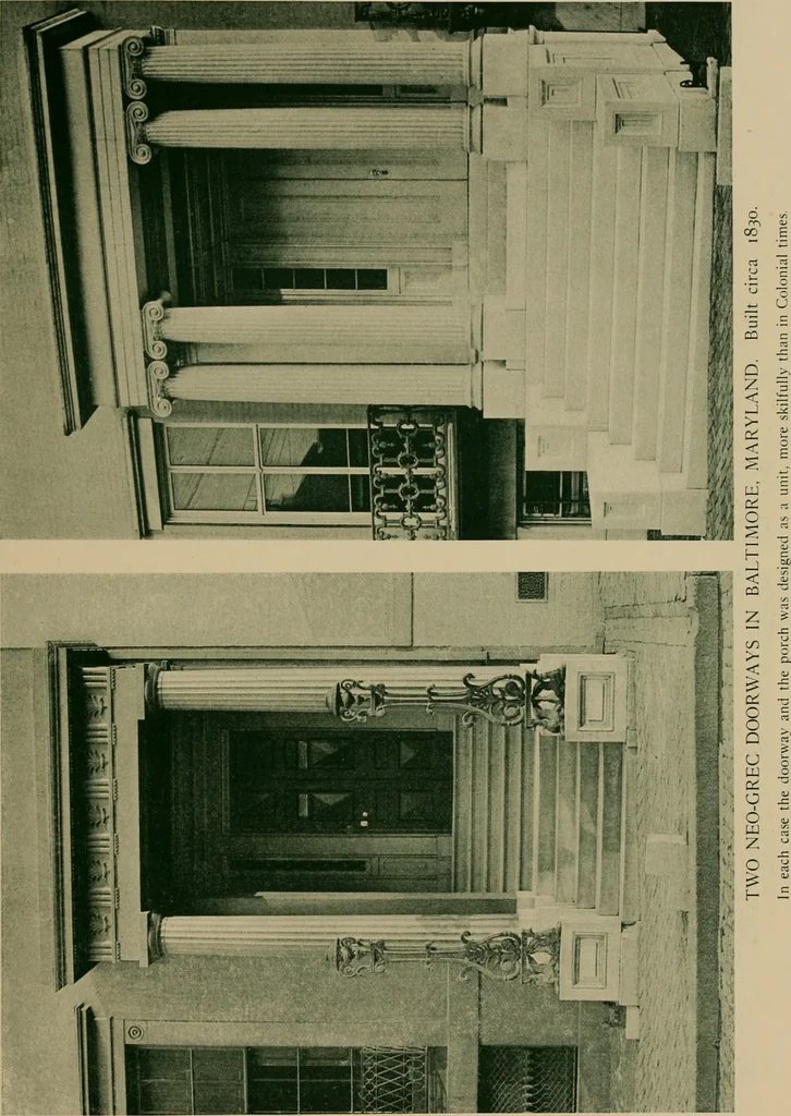 An illustration from An architectural monograph devoted to a comparative study of a group of early American doorways, Part Two: Porches, 1921, leaf 12
