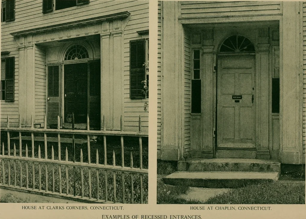 An illustration from An architectural monograph devoted to a comparative study of a group of early American doorways, Part Two: Porches, 1921, leaf 13