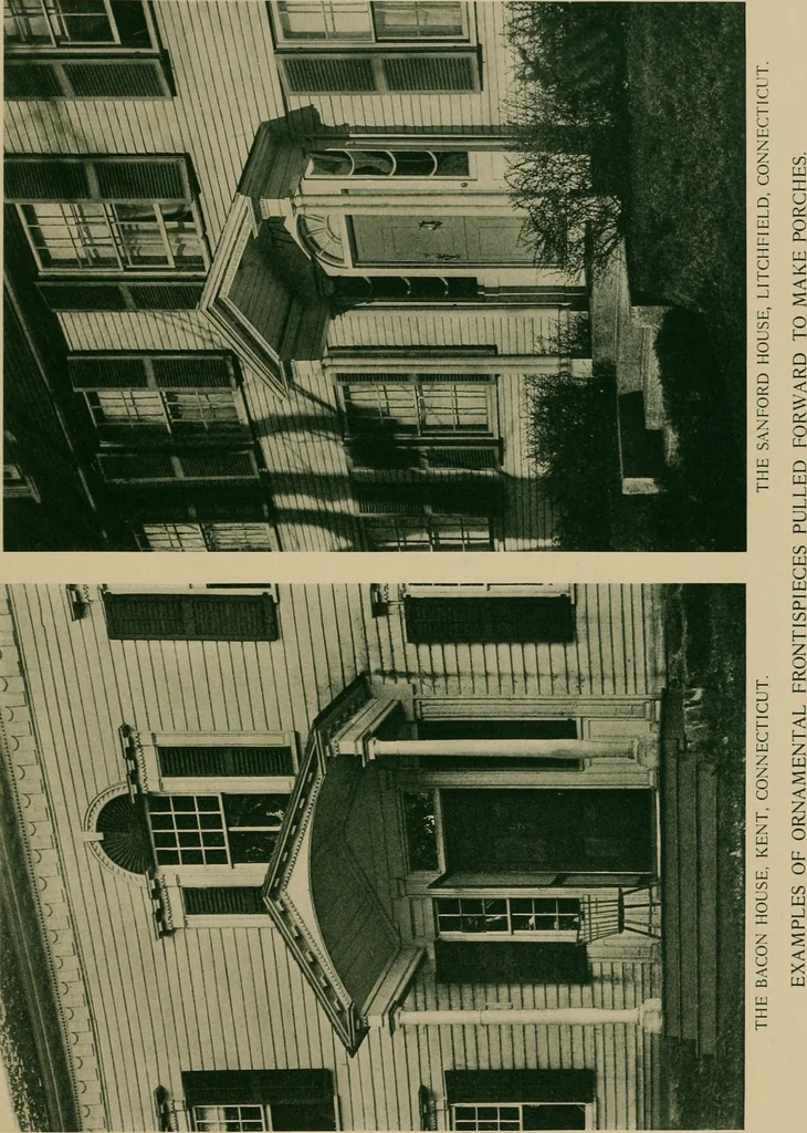 An illustration from An architectural monograph devoted to a comparative study of a group of early American doorways, Part Two: Porches, 1921, leaf 6
