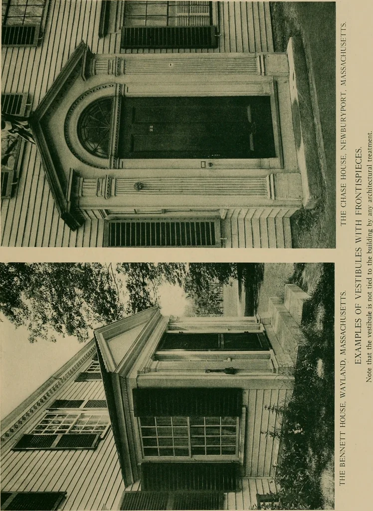 An illustration from An architectural monograph devoted to a comparative study of a group of early American doorways, Part Two: Porches, 1921, leaf 8