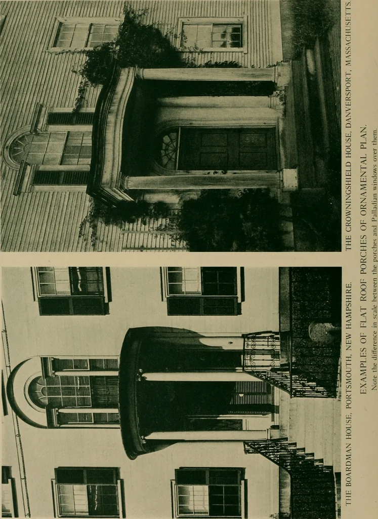An illustration from An architectural monograph devoted to a comparative study of a group of early American doorways, Part Two: Porches, 1921, leaf 9