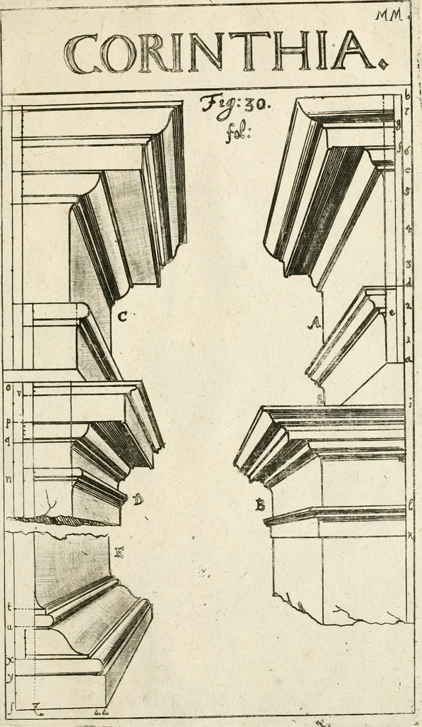 An illustration from Architectura civilis nova & antiqua : das ist von den fünff Säulen zu der Baukunst gehörig, wie dieselbige vom Vitruvio, Archimede, und andern alten Meistern auss rechtem fundament in gewisse Lehrsätz und Regeln abgefasset und begriffen ..., 1663, leaf 90