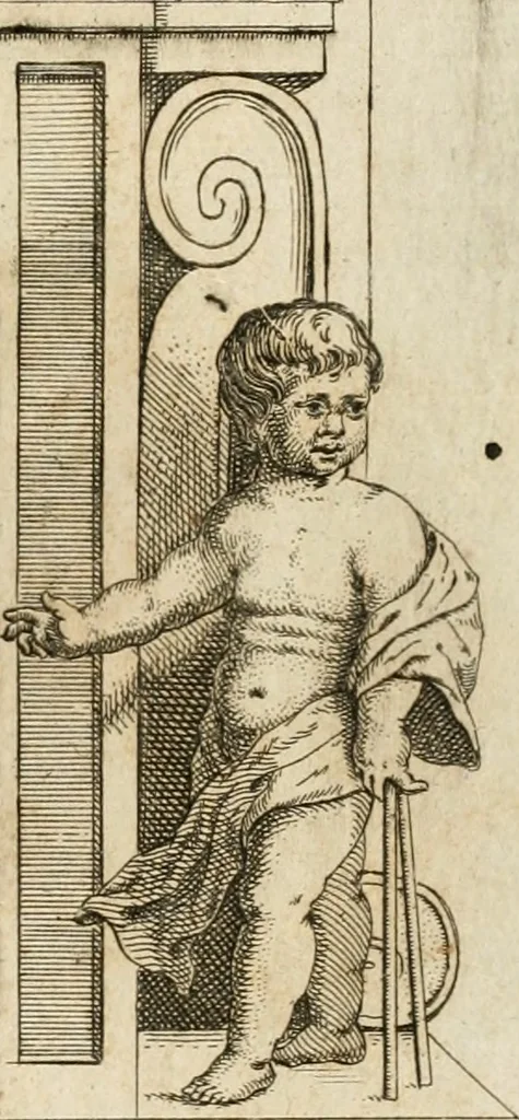 An illustration from Architectura civil recta y obliqua : considerada y dibuxada en el Templo de Ierusalen ... promovida a suma perfeccion en el templo y palacio de S. Lorenço cerca del Escurial ..., 1678, leaf 608