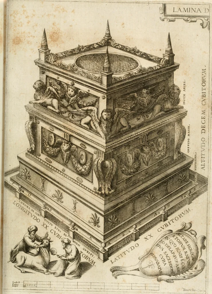 An illustration from Architectura civil recta y obliqua : considerada y dibuxada en el Templo de Ierusalen ... promovida a suma perfeccion en el templo y palacio de S. Lorenço cerca del Escurial ..., 1678, leaf 616