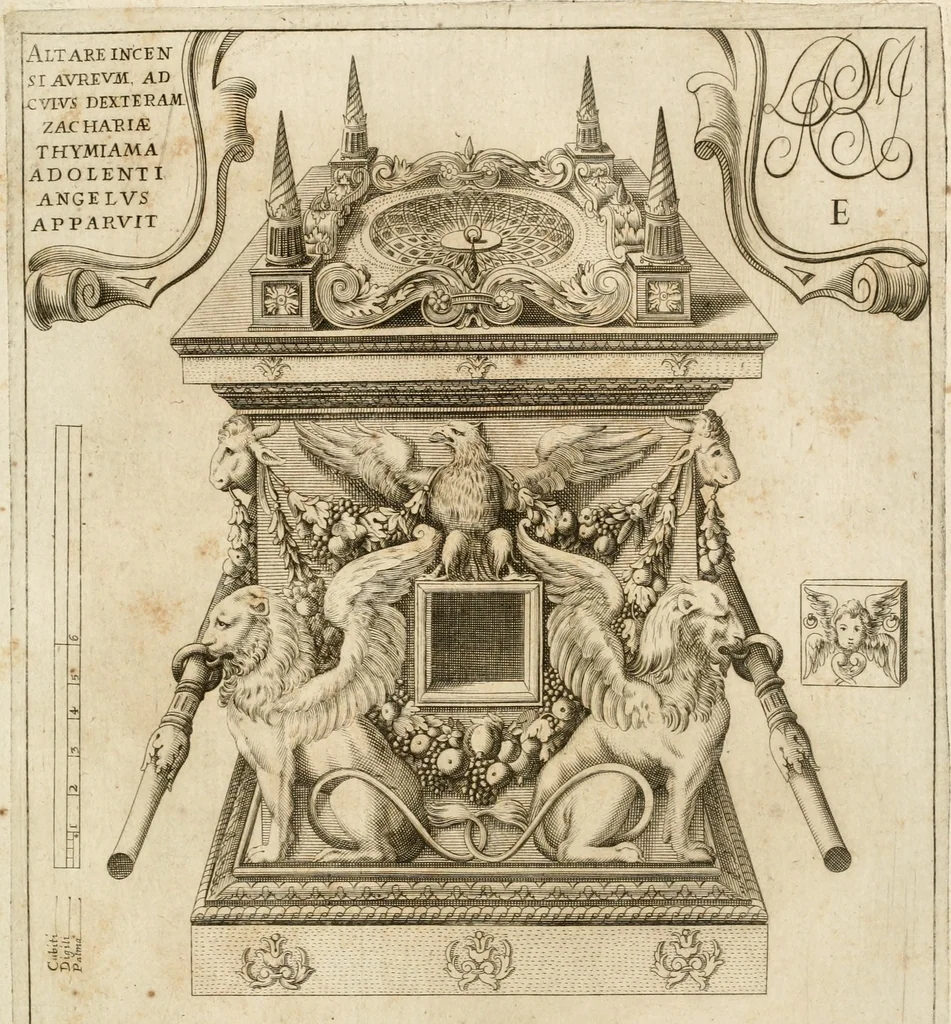 An illustration from Architectura civil recta y obliqua : considerada y dibuxada en el Templo de Ierusalen ... promovida a suma perfeccion en el templo y palacio de S. Lorenço cerca del Escurial ..., 1678, leaf 618