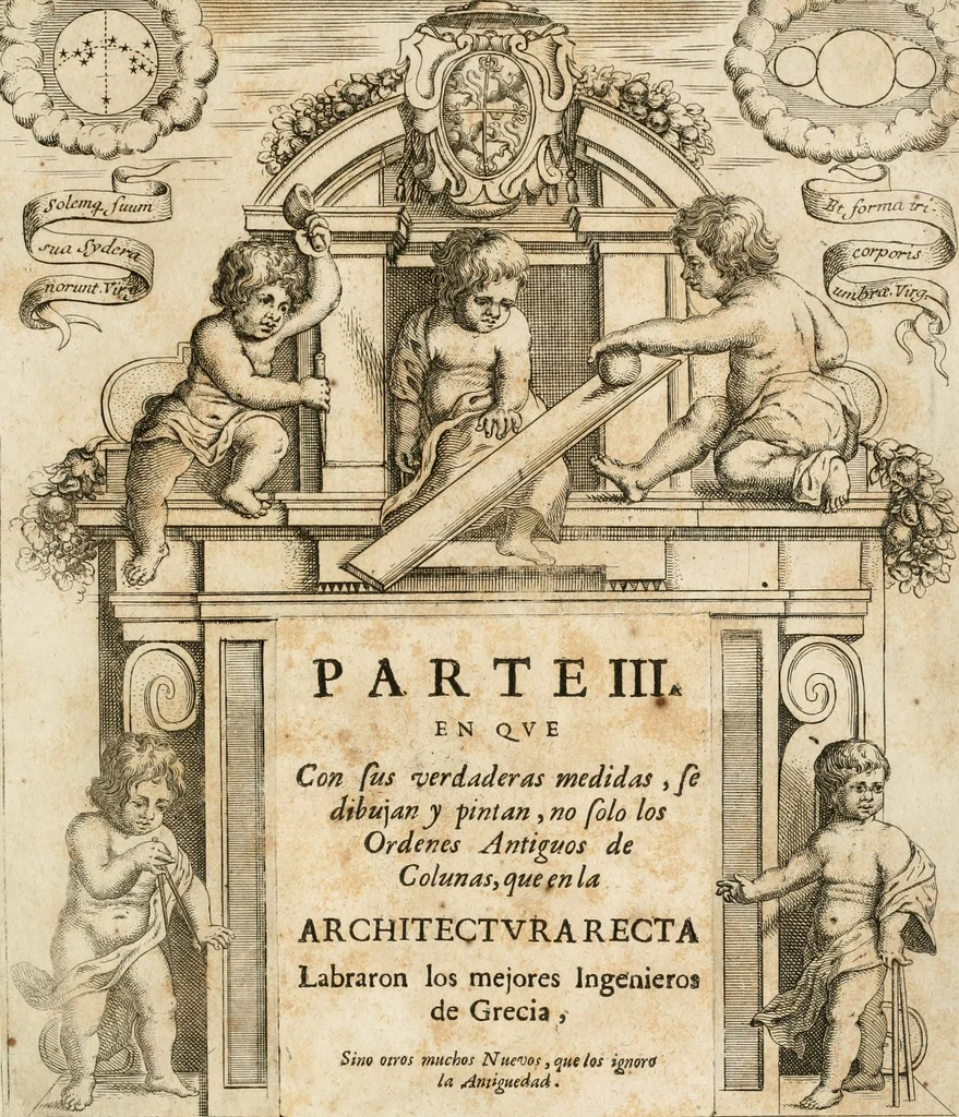 An illustration from Architectura civil recta y obliqua : considerada y dibuxada en el Templo de Ierusalen ... promovida a suma perfeccion en el templo y palacio de S. Lorenço cerca del Escurial ..., 1678, leaf 726