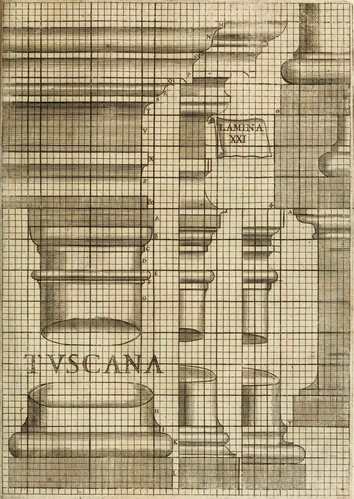 An illustration from Architectura civil recta y obliqua : considerada y dibuxada en el Templo de Ierusalen ... promovida a suma perfeccion en el templo y palacio de S. Lorenço cerca del Escurial ..., 1678, leaf 756