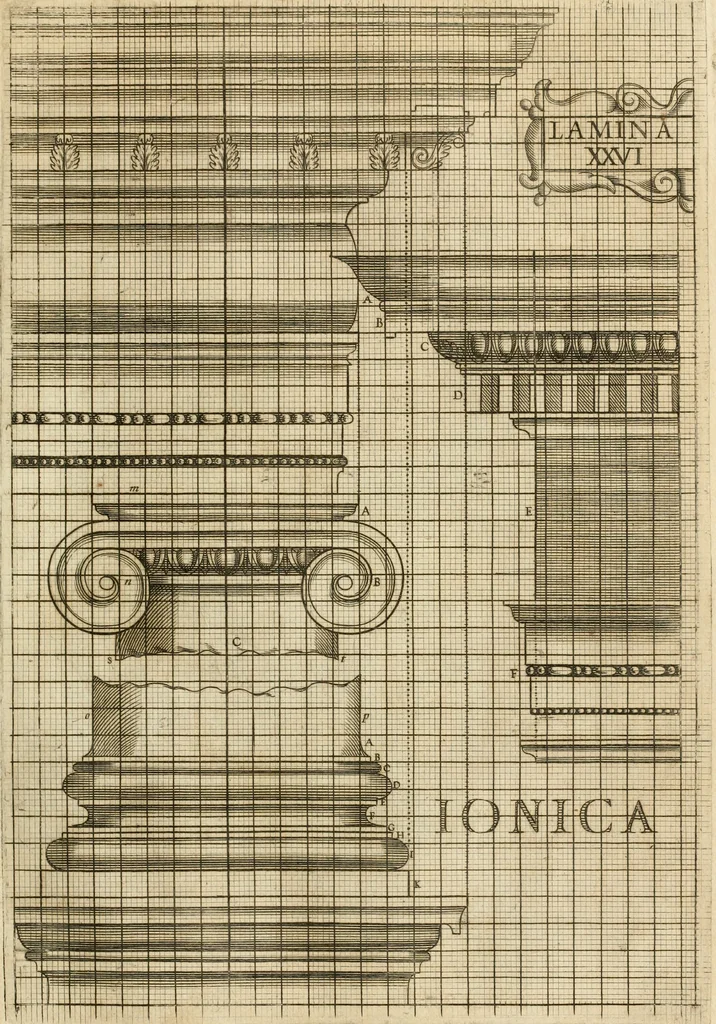An illustration from Architectura civil recta y obliqua : considerada y dibuxada en el Templo de Ierusalen ... promovida a suma perfeccion en el templo y palacio de S. Lorenço cerca del Escurial ..., 1678, leaf 766