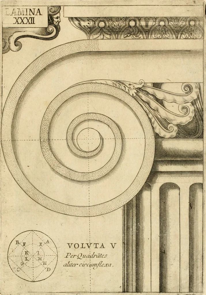 An illustration from Architectura civil recta y obliqua : considerada y dibuxada en el Templo de Ierusalen ... promovida a suma perfeccion en el templo y palacio de S. Lorenço cerca del Escurial ..., 1678, leaf 780