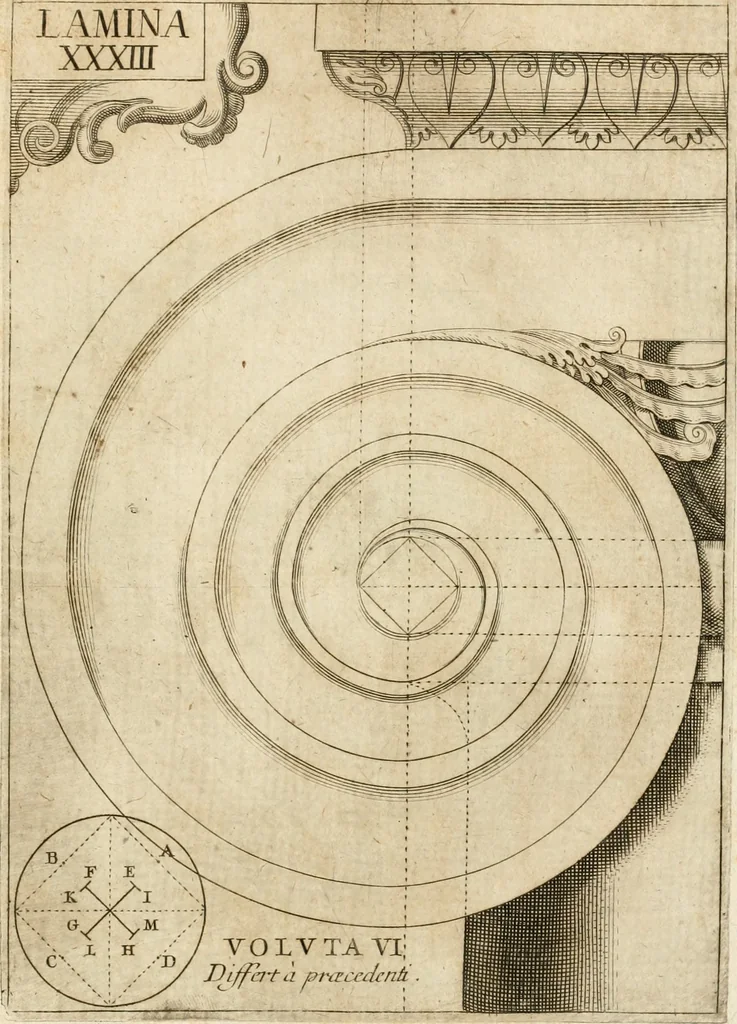 An illustration from Architectura civil recta y obliqua : considerada y dibuxada en el Templo de Ierusalen ... promovida a suma perfeccion en el templo y palacio de S. Lorenço cerca del Escurial ..., 1678, leaf 782