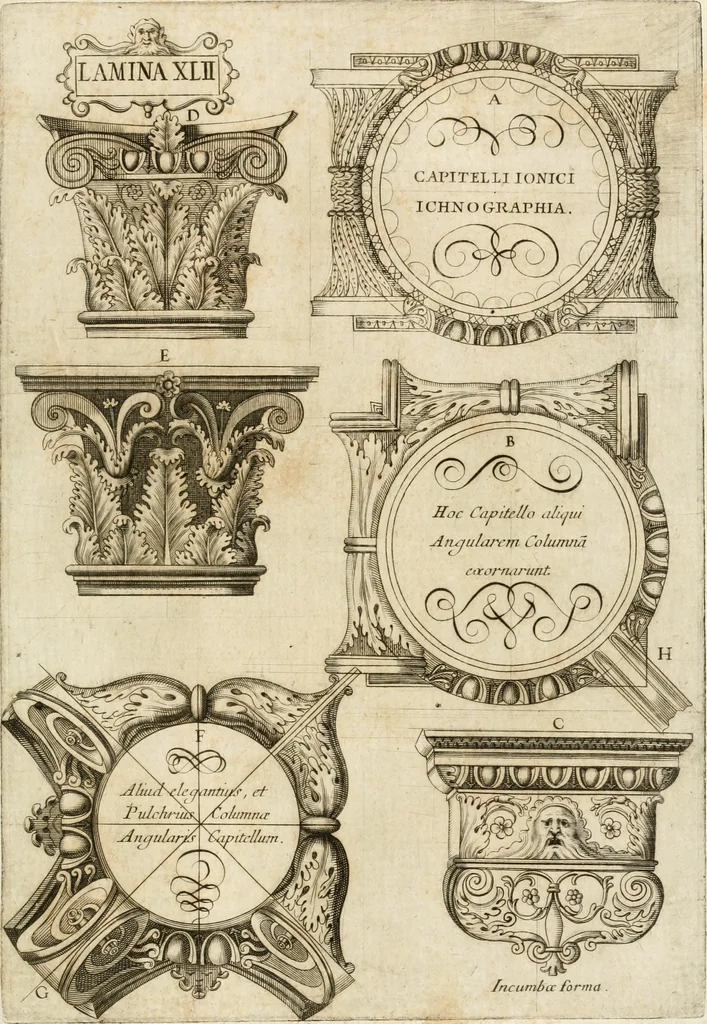 An illustration from Architectura civil recta y obliqua : considerada y dibuxada en el Templo de Ierusalen ... promovida a suma perfeccion en el templo y palacio de S. Lorenço cerca del Escurial ..., 1678, leaf 800