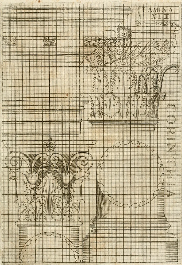 An illustration from Architectura civil recta y obliqua : considerada y dibuxada en el Templo de Ierusalen ... promovida a suma perfeccion en el templo y palacio de S. Lorenço cerca del Escurial ..., 1678, leaf 802