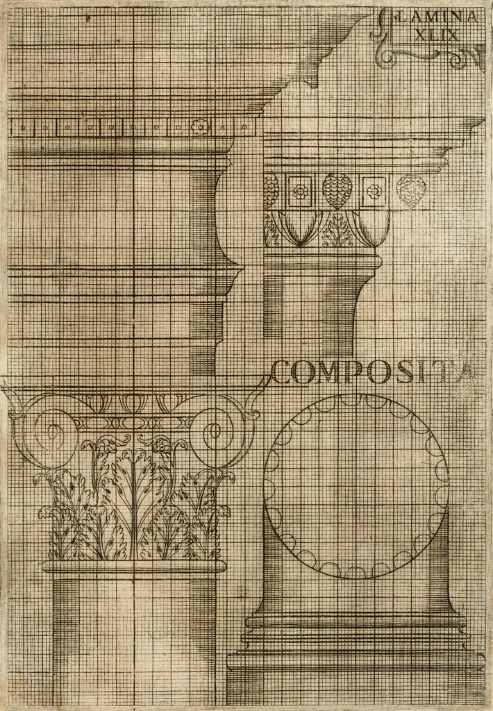 An illustration from Architectura civil recta y obliqua : considerada y dibuxada en el Templo de Ierusalen ... promovida a suma perfeccion en el templo y palacio de S. Lorenço cerca del Escurial ..., 1678, leaf 814