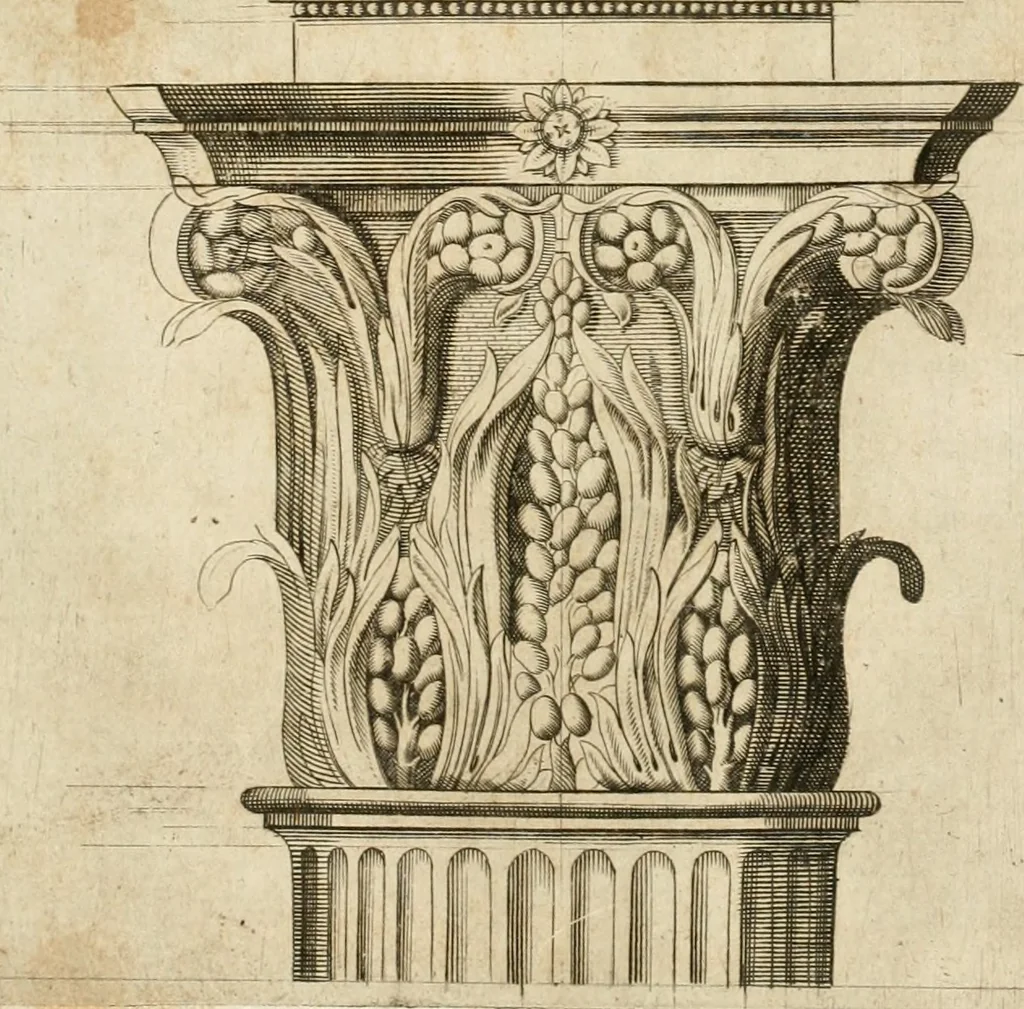 An illustration from Architectura civil recta y obliqua : considerada y dibuxada en el Templo de Ierusalen ... promovida a suma perfeccion en el templo y palacio de S. Lorenço cerca del Escurial ..., 1678, leaf 824