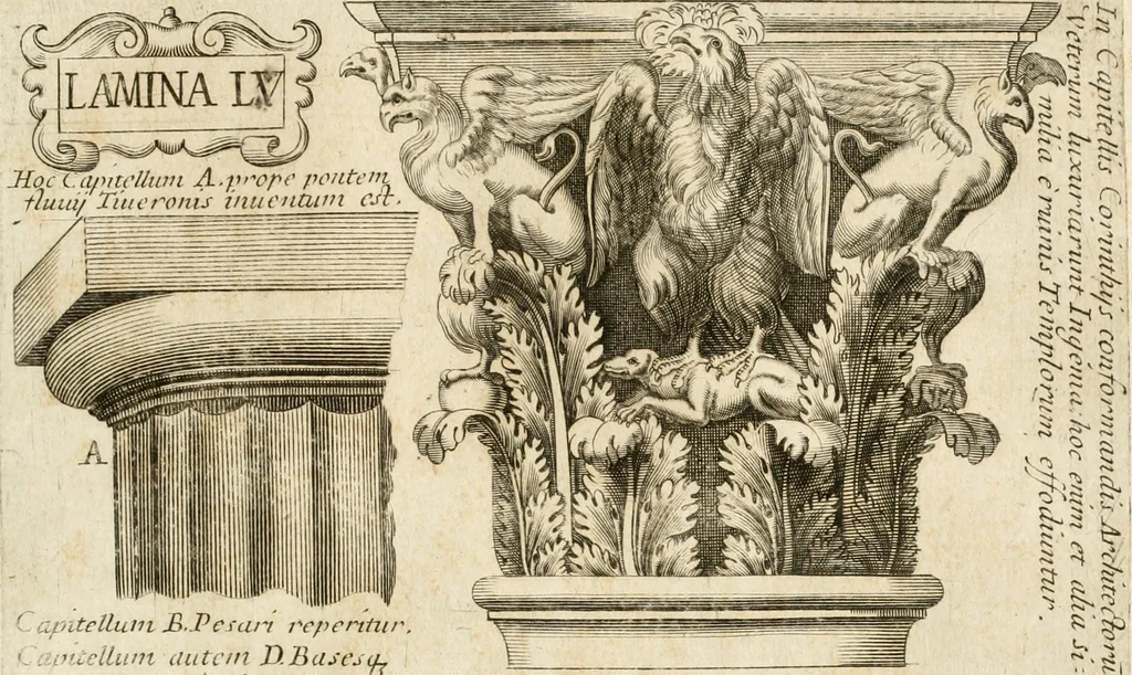 An illustration from Architectura civil recta y obliqua : considerada y dibuxada en el Templo de Ierusalen ... promovida a suma perfeccion en el templo y palacio de S. Lorenço cerca del Escurial ..., 1678, leaf 826