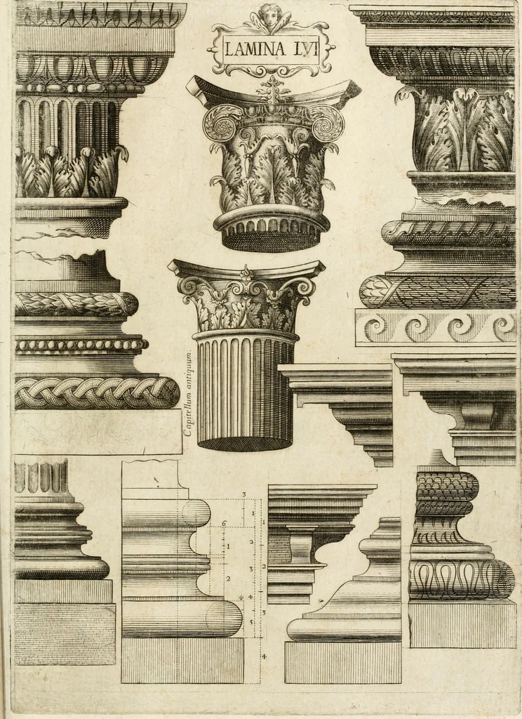 An illustration from Architectura civil recta y obliqua : considerada y dibuxada en el Templo de Ierusalen ... promovida a suma perfeccion en el templo y palacio de S. Lorenço cerca del Escurial ..., 1678, leaf 828