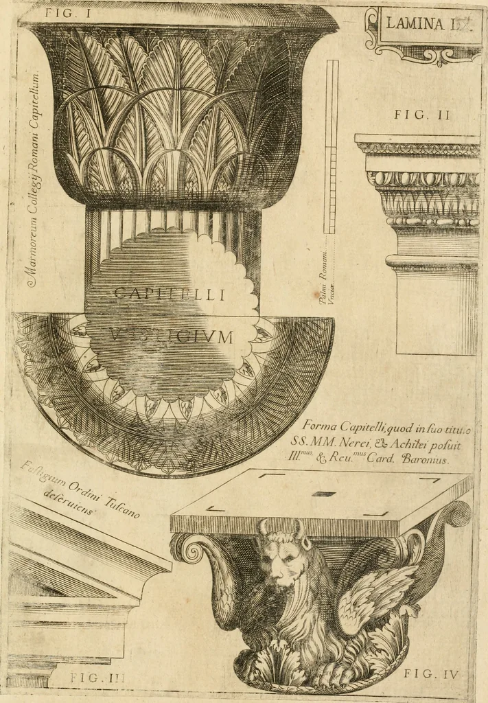 An illustration from Architectura civil recta y obliqua : considerada y dibuxada en el Templo de Ierusalen ... promovida a suma perfeccion en el templo y palacio de S. Lorenço cerca del Escurial ..., 1678, leaf 836