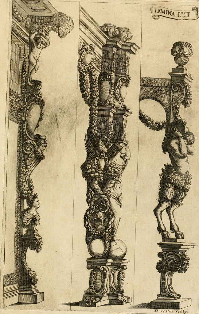 An illustration from Architectura civil recta y obliqua : considerada y dibuxada en el Templo de Ierusalen ... promovida a suma perfeccion en el templo y palacio de S. Lorenço cerca del Escurial ..., 1678, leaf 840