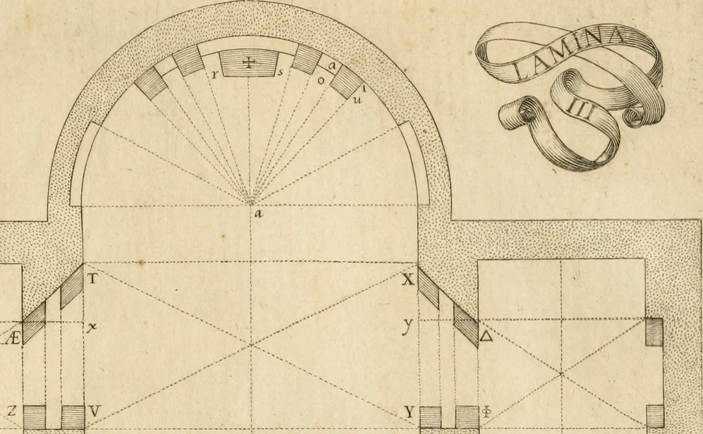 An illustration from Architectura civil recta y obliqua : considerada y dibuxada en el Templo de Ierusalen ... promovida a suma perfeccion en el templo y palacio de S. Lorenço cerca del Escurial ..., 1678, leaf 852