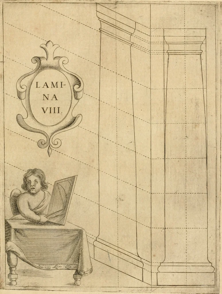 An illustration from Architectura civil recta y obliqua : considerada y dibuxada en el Templo de Ierusalen ... promovida a suma perfeccion en el templo y palacio de S. Lorenço cerca del Escurial ..., 1678, leaf 862