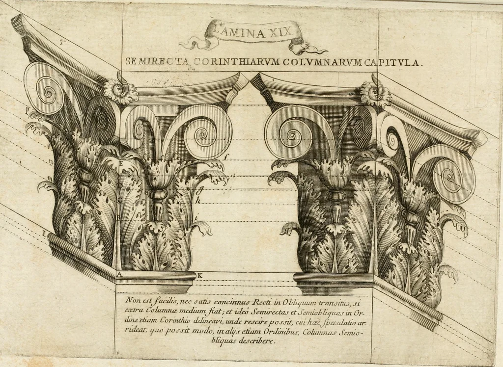 An illustration from Architectura civil recta y obliqua : considerada y dibuxada en el Templo de Ierusalen ... promovida a suma perfeccion en el templo y palacio de S. Lorenço cerca del Escurial ..., 1678, leaf 884