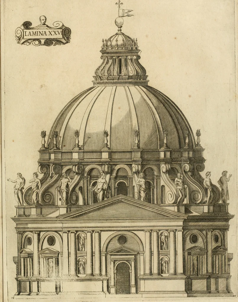 An illustration from Architectura civil recta y obliqua : considerada y dibuxada en el Templo de Ierusalen ... promovida a suma perfeccion en el templo y palacio de S. Lorenço cerca del Escurial ..., 1678, leaf 898