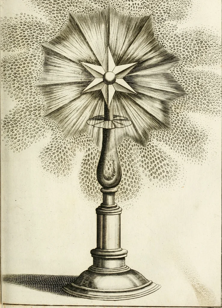 An illustration from Architectura curiosa nova, exponens 1. Fundamenta hydragogica, indolemq[ue] aquæ, aëris interventu in altum levandæ. 2. Varios aquarum ac salientium fontium lusus per varia spectatu jucunda epistomiorum seu siphonum genera. 3. Magnum amnissimorum fontium, machinarumq[ue] aquæductoriarum sumtu magno exstructarum, ac per Italiam, Britanniam, Germaniam &c. visendarum, numerum. 4. Specus artificiales sumtuosissimas, cum plerisq[ue] principum europæorum palatiis, hortis, aulis; nec non præcipuis monasteriis atq[ue] arcibus. 5. Cum auctario figurarum elegantissimarum, ad hortorum topiaria vario ductù dividenda, nec non conclavium laquearibus ac pavimentis segmentandis, itemq[ue] labyrinthis construendis, adhibendarum. Omnia 200 æri incisis... descripta, 1664, leaf 154