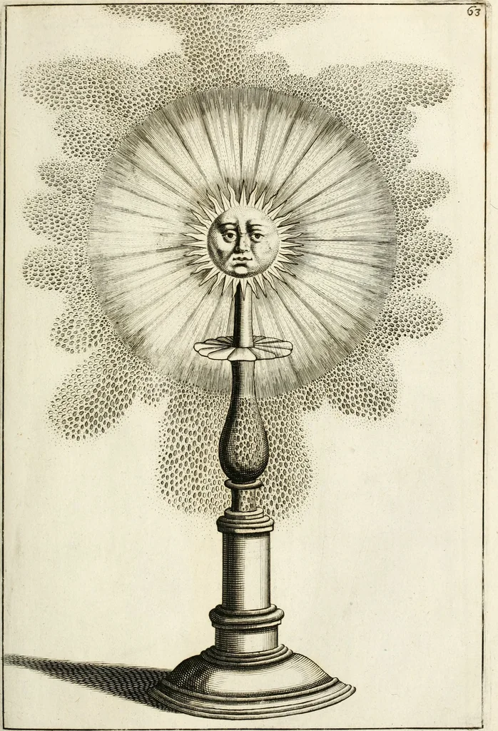 An illustration from Architectura curiosa nova, exponens 1. Fundamenta hydragogica, indolemq[ue] aquæ, aëris interventu in altum levandæ. 2. Varios aquarum ac salientium fontium lusus per varia spectatu jucunda epistomiorum seu siphonum genera. 3. Magnum amnissimorum fontium, machinarumq[ue] aquæductoriarum sumtu magno exstructarum, ac per Italiam, Britanniam, Germaniam &c. visendarum, numerum. 4. Specus artificiales sumtuosissimas, cum plerisq[ue] principum europæorum palatiis, hortis, aulis; nec non præcipuis monasteriis atq[ue] arcibus. 5. Cum auctario figurarum elegantissimarum, ad hortorum topiaria vario ductù dividenda, nec non conclavium laquearibus ac pavimentis segmentandis, itemq[ue] labyrinthis construendis, adhibendarum. Omnia 200 æri incisis... descripta, 1664, leaf 156