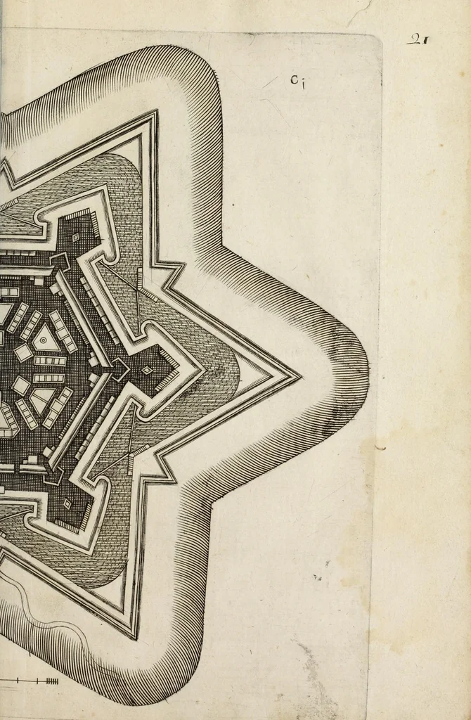 An illustration from Architectura et perspectiua des fortifications & artifices, 1602, leaf 27