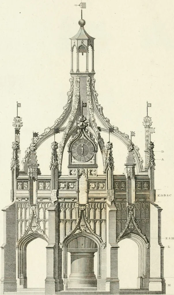 An illustration from The architectural antiquities of Great Britain : represented and illustrated in a series of views, elevations, plans, sections, and details, of various ancient English edifices : with historical and descriptive accounts of each, 1807, leaf 171