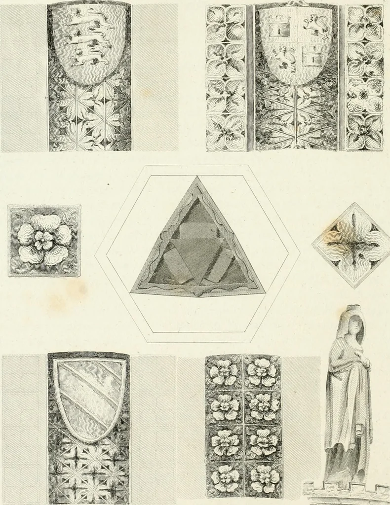 An illustration from The architectural antiquities of Great Britain : represented and illustrated in a series of views, elevations, plans, sections, and details, of various ancient English edifices : with historical and descriptive accounts of each, 1807, leaf 185