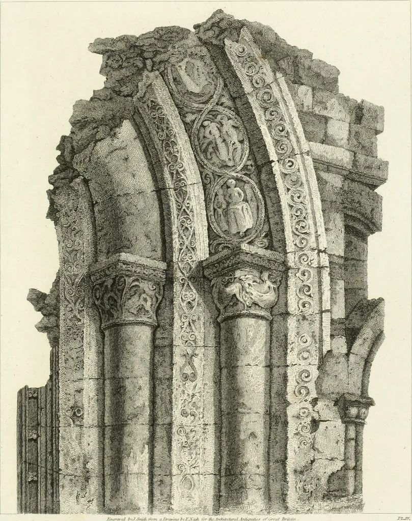 An illustration from The architectural antiquities of Great Britain : represented and illustrated in a series of views, elevations, plans, sections, and details, of various ancient English edifices : with historical and descriptive accounts of each, 1807, leaf 224