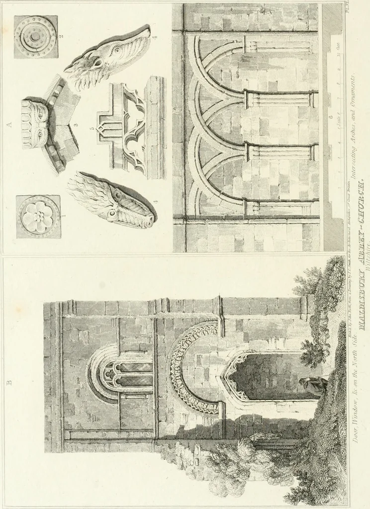 An illustration from The architectural antiquities of Great Britain : represented and illustrated in a series of views, elevations, plans, sections, and details, of various ancient English edifices : with historical and descriptive accounts of each, 1807, leaf 229