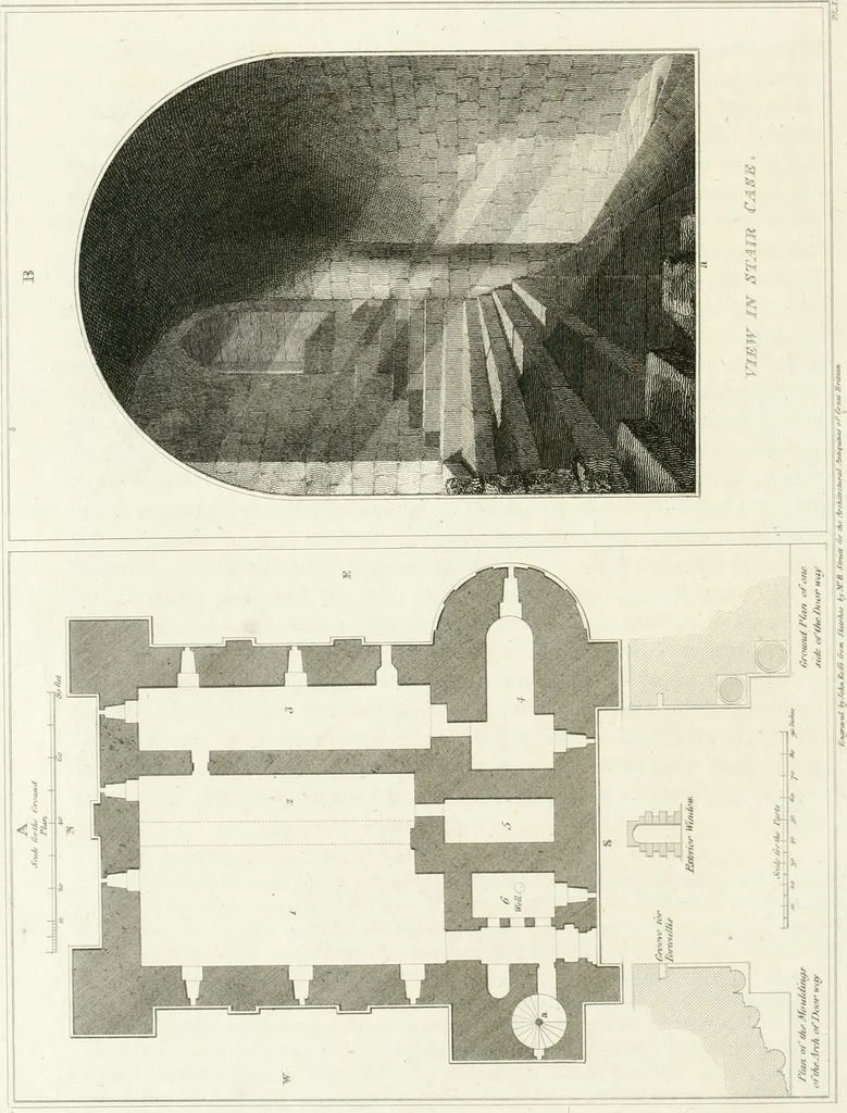 An illustration from The architectural antiquities of Great Britain : represented and illustrated in a series of views, elevations, plans, sections, and details, of various ancient English edifices : with historical and descriptive accounts of each, 1807, leaf 243