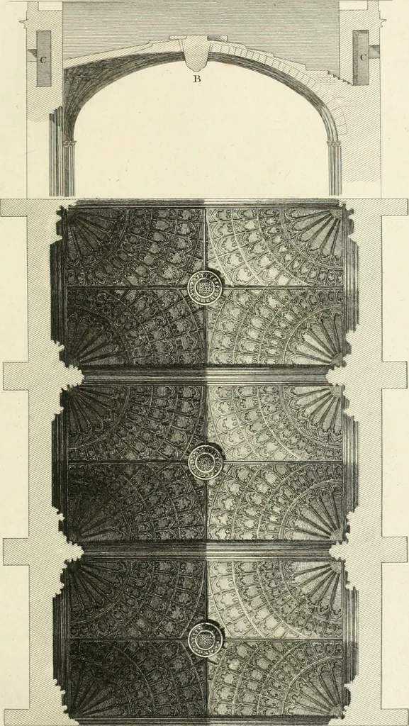An illustration from The architectural antiquities of Great Britain : represented and illustrated in a series of views, elevations, plans, sections, and details, of various ancient English edifices : with historical and descriptive accounts of each, 1807, leaf 72