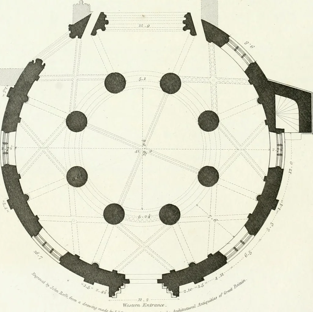 An illustration from The architectural antiquities of Great Britain : represented and illustrated in a series of views, elevations, plans, sections, and details, of various ancient English edifices : with historical and descriptive accounts of each, 1807, leaf 97