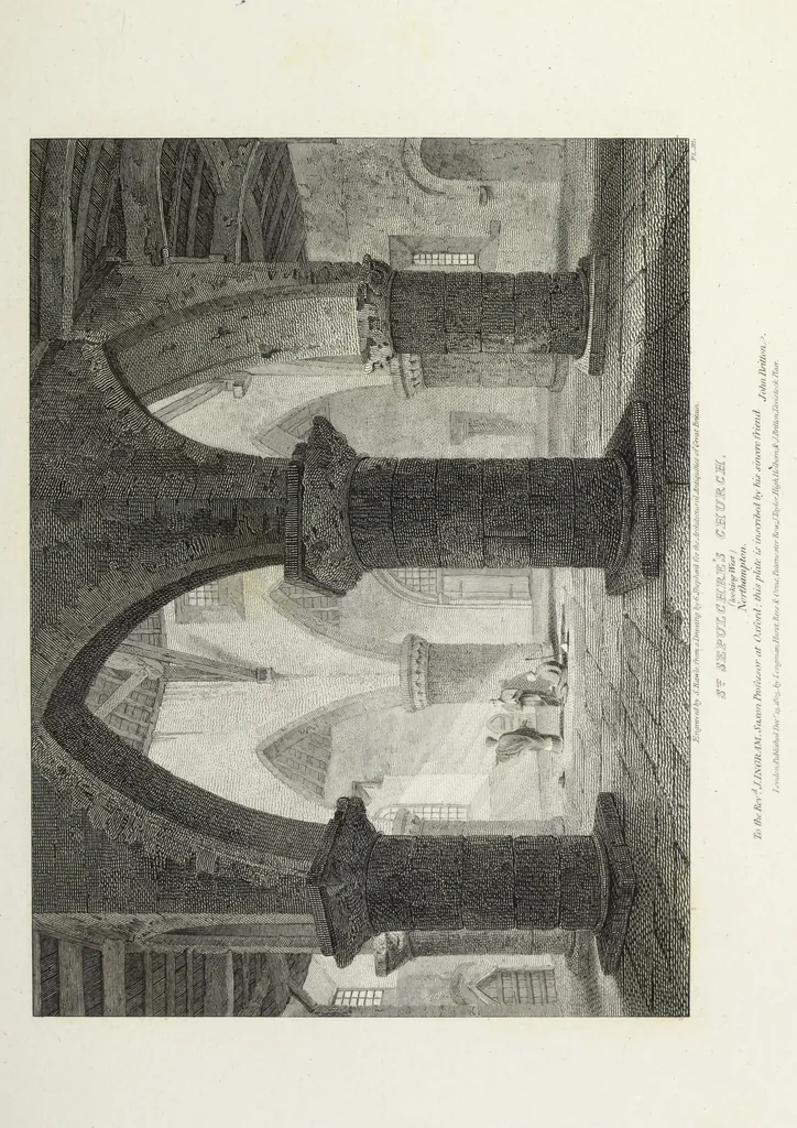 An illustration from The architectural antiquities of Great Britain, represented and illustrated in a series of views, elevations, plans, sections, and details, of various ancient English edifices : with historical and descriptive accounts of each, 1807, leaf 132
