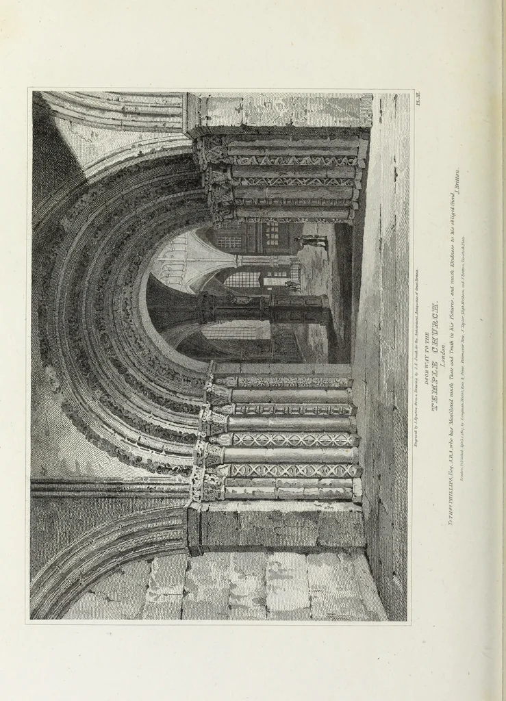 An illustration from The architectural antiquities of Great Britain, represented and illustrated in a series of views, elevations, plans, sections, and details, of various ancient English edifices : with historical and descriptive accounts of each, 1807, leaf 139